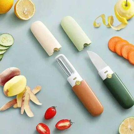 2 In 1 Fruit Cutting Knife and Peeler Stainless Steel