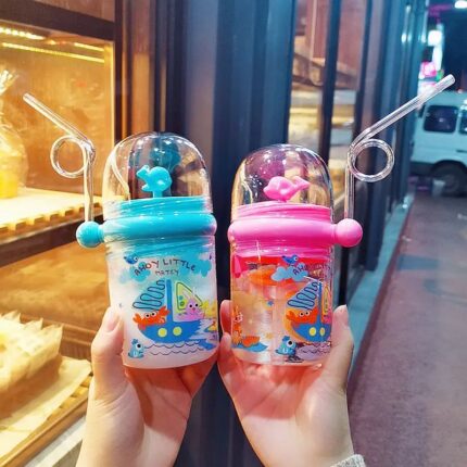 New baby learning drink cup creative small whale straw feeding supplies free BPA